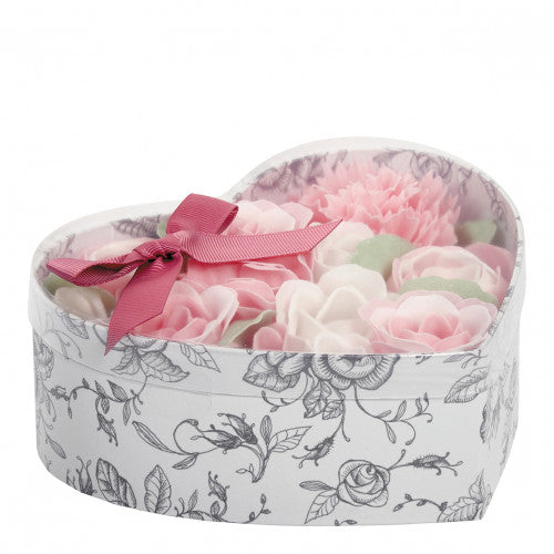 Scatola cuore di bouquet fiori di sapone