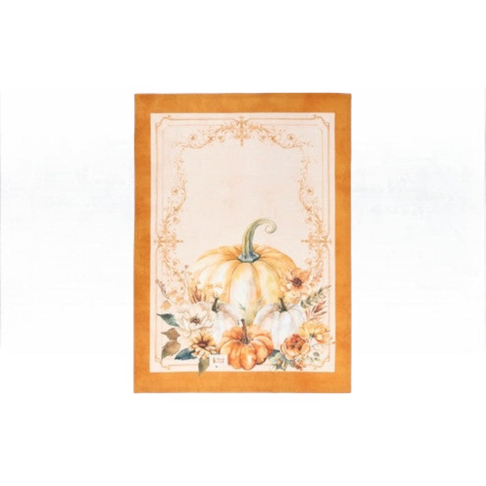 Strofinacci assortiti Racconti d'Autunno con illustrazioni di zucche e fiori in tonalità calde.