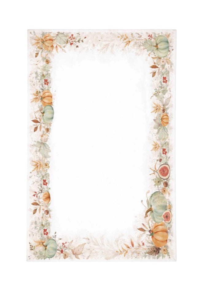 Scopri la Tovaglia autunno Noisette in cotone di alta qualità: elegante trama nocciola e decorazioni autunnali per rendere speciale ogni tavola.
