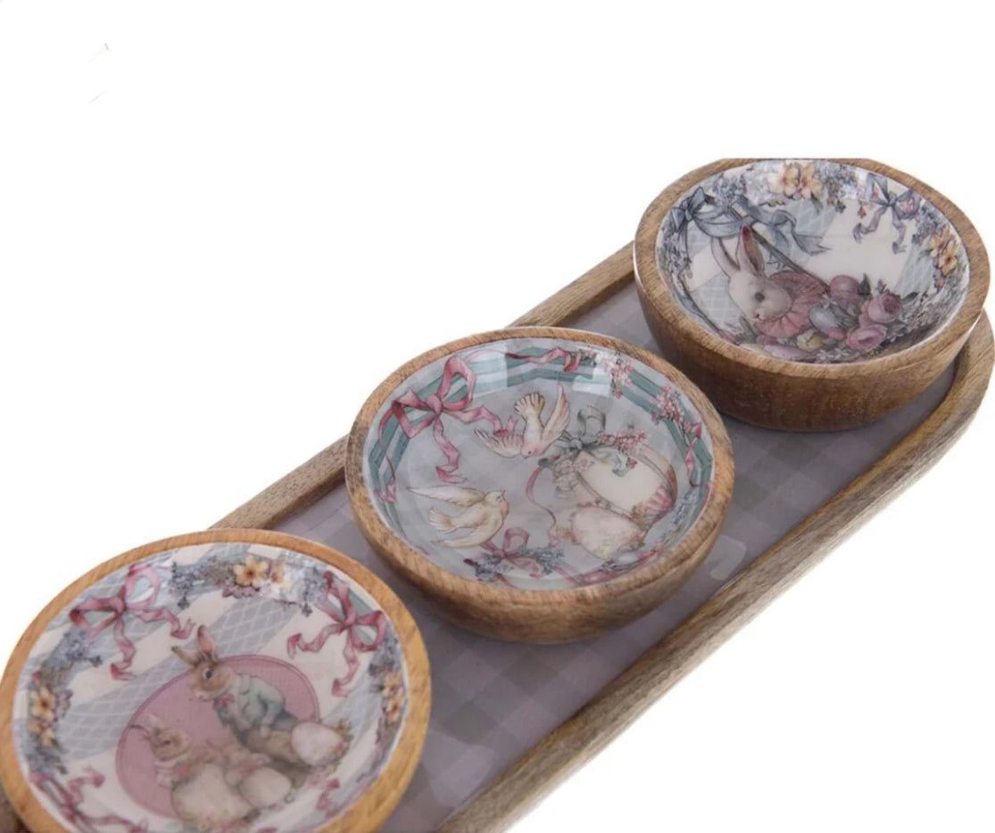 Vassoio con tre salsiere “Joyeuse Paque”