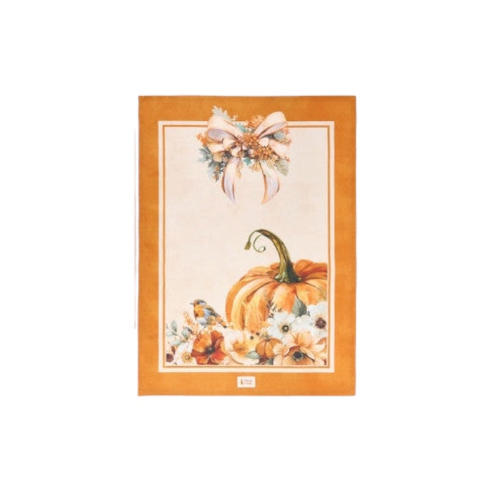 Strofinacci assortiti Racconti d'Autunno con illustrazioni di zucche e fiori in tonalità calde.