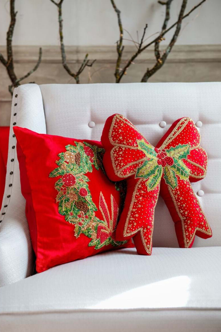 Cuscino con ghirlanda “Xmas chic”