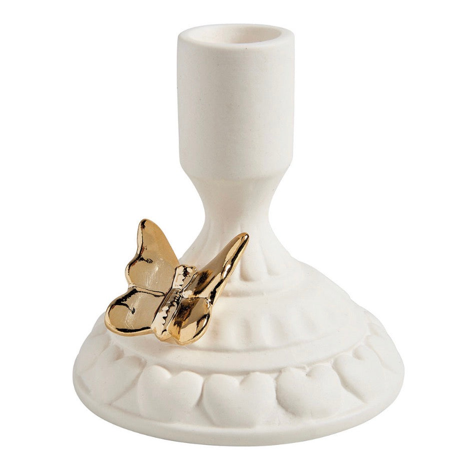 Portacandela in ceramica bianca