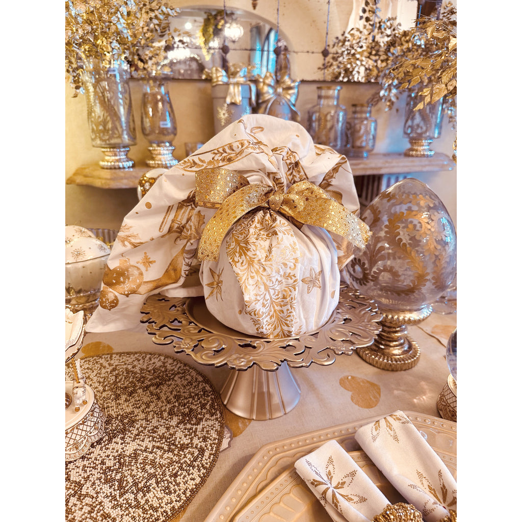 Centrotavola/foulard porta panettone “Magia d’oro”