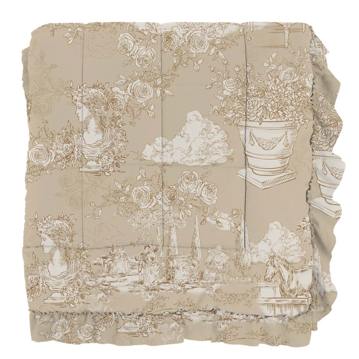 Trapunta e copriguanciali con gala Toile du Borgo in microfibra dal design romantico