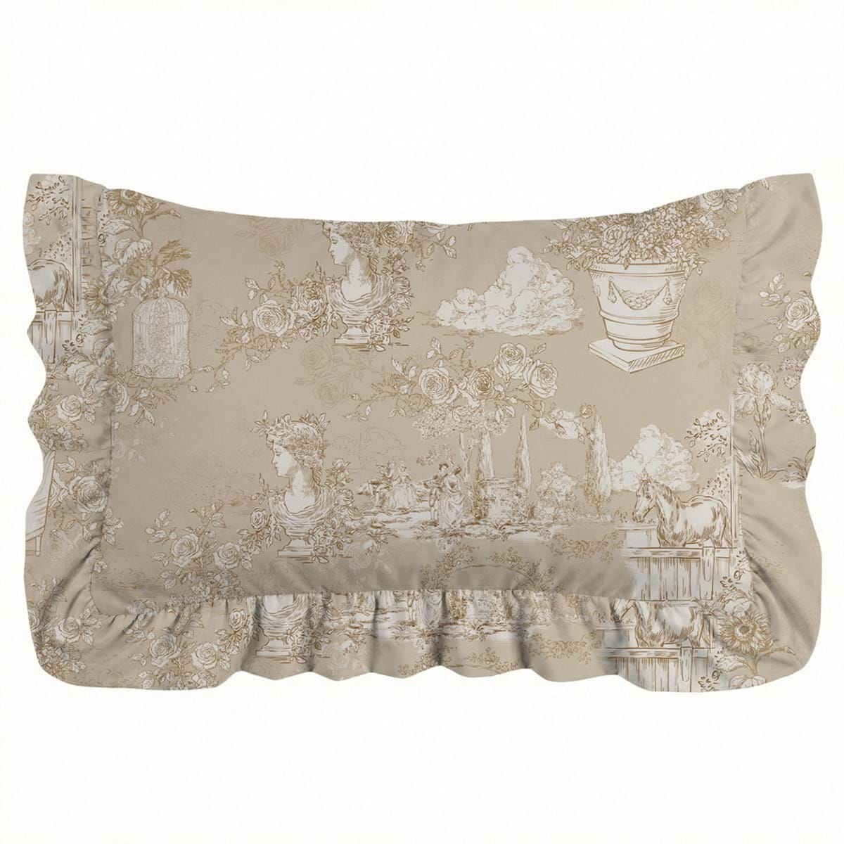 Trapunta e copriguanciali con gala Toile du Borgo in microfibra dal design romantico 