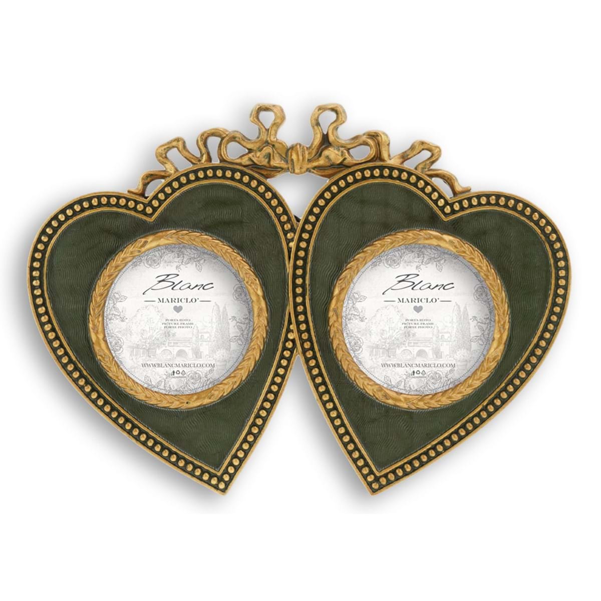 Porta foto doppia a cuore Vivienne, progettato per contenere due immagini, incorniciando dolci momenti