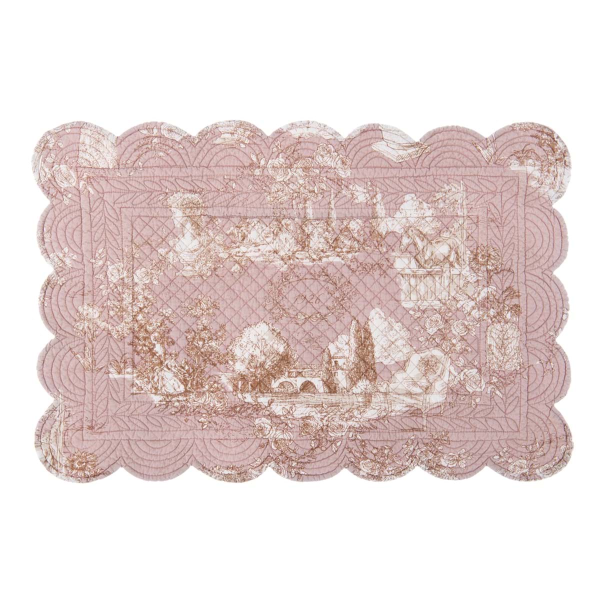 Tovaglietta americana Toile du borgo con design elegante e double face in cotone, ideale per una mise en place raffinata.