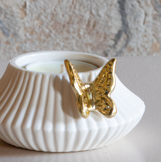 Cofanetto portacandele farfalla e 6 candele “Fleur de Coton”