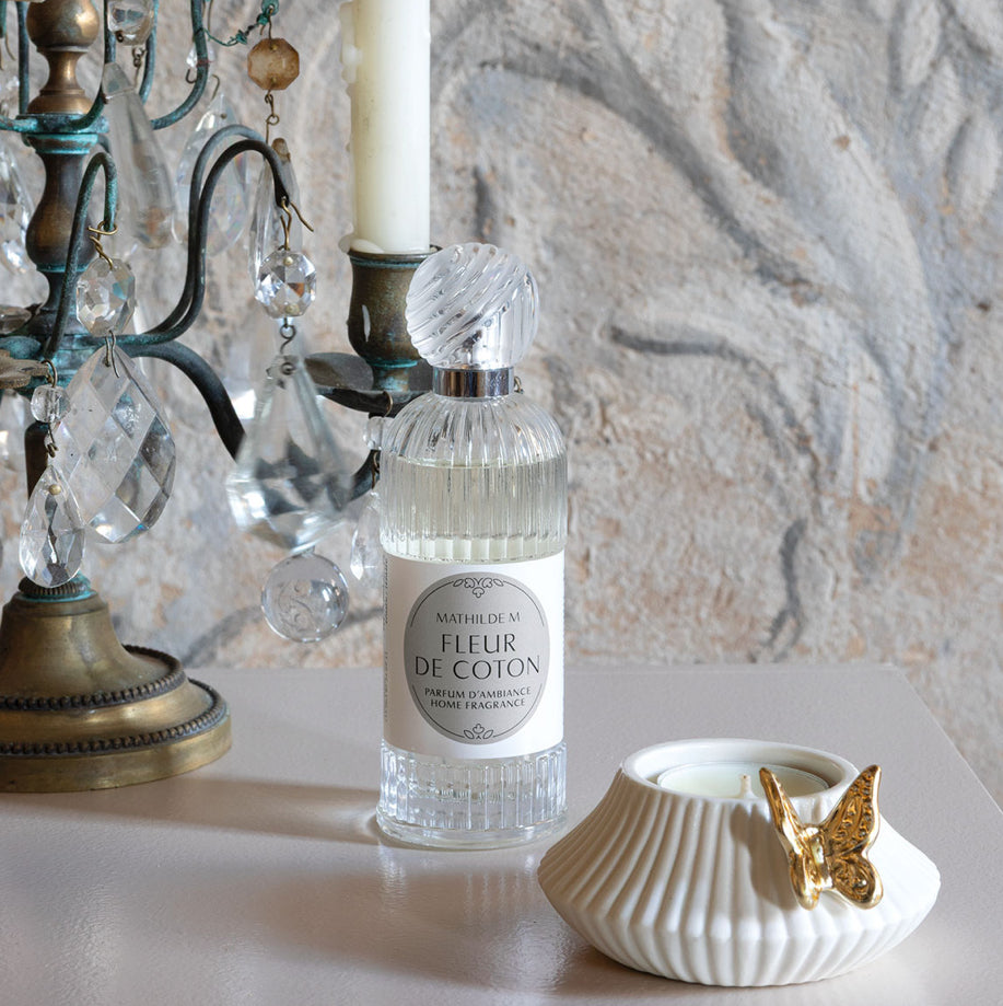 Cofanetto portacandele farfalla e 6 candele “Fleur de Coton”