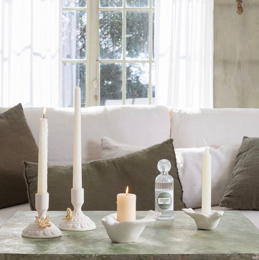 Portacandela in ceramica bianca