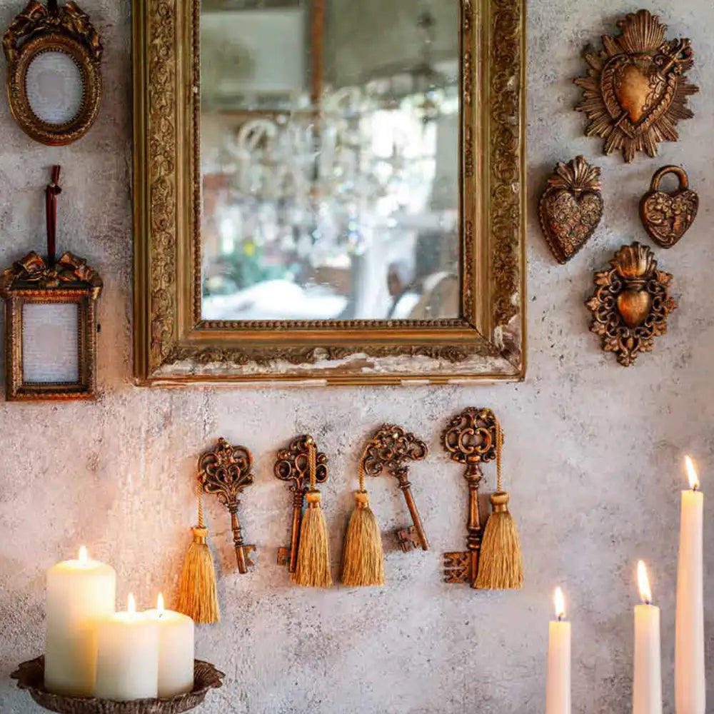 Chiave decorativa con nappa Vivienne,  In resina effetto bronzo anticato per decorare casa