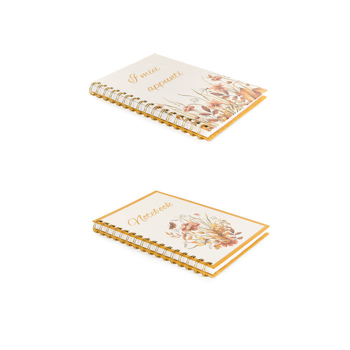 Quaderno assortito giardino d'autunno con copertine I miei appunti e Notebook, decorate con illustrazioni floreali.