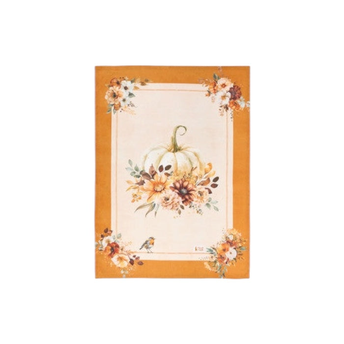 Strofinacci assortiti Racconti d'Autunno con illustrazioni di zucche e fiori in tonalità calde.