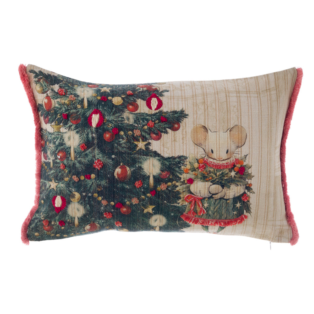 Cuscino ricamato “Favola di Natale”