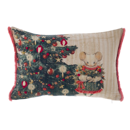 Cuscino ricamato “Favola di Natale”