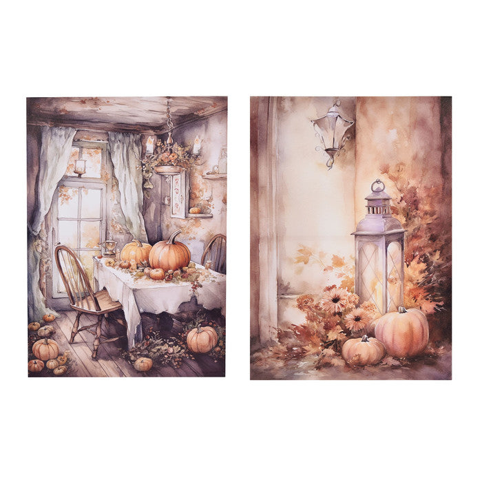 quadro assortito casa d'autunno con decorazioni autunnali in acquerello e oggetti di stagione