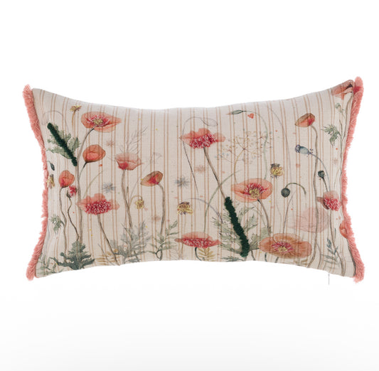 Cuscino ricamato rettangolare “Coquelicot”