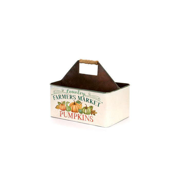 Porta riviste "racconti d'Autunno" in metallo con design country e scritta Farmers Market.